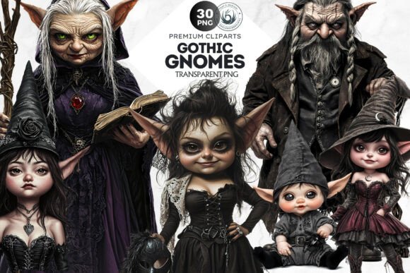 Download 30 Gothic Gnome Clipart Set Bundle - Premium Resources