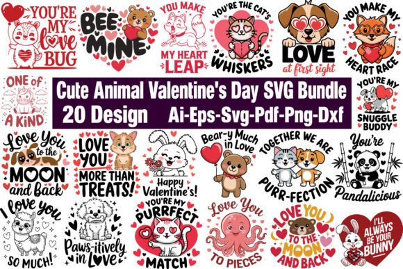 Download Cute Animal Valentine's Day SVG Bundle - Valentine's day svg Collection
